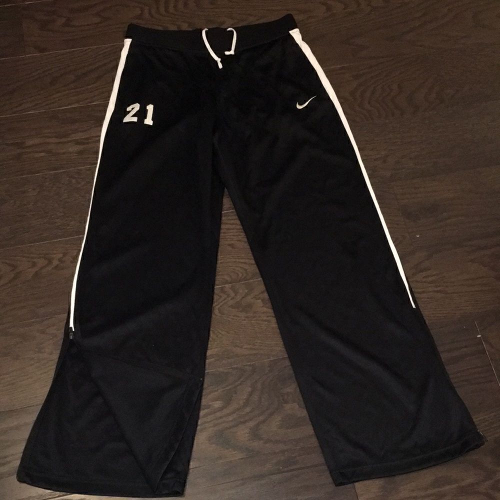 NIKE White & Black stripe running Workout gym warmup basketball tennis pants M